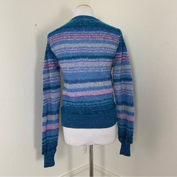 Vintage Partners Mervyn’s V-neck sweater stripe ombré Marked L fits like a Small - Picture 10 of 14